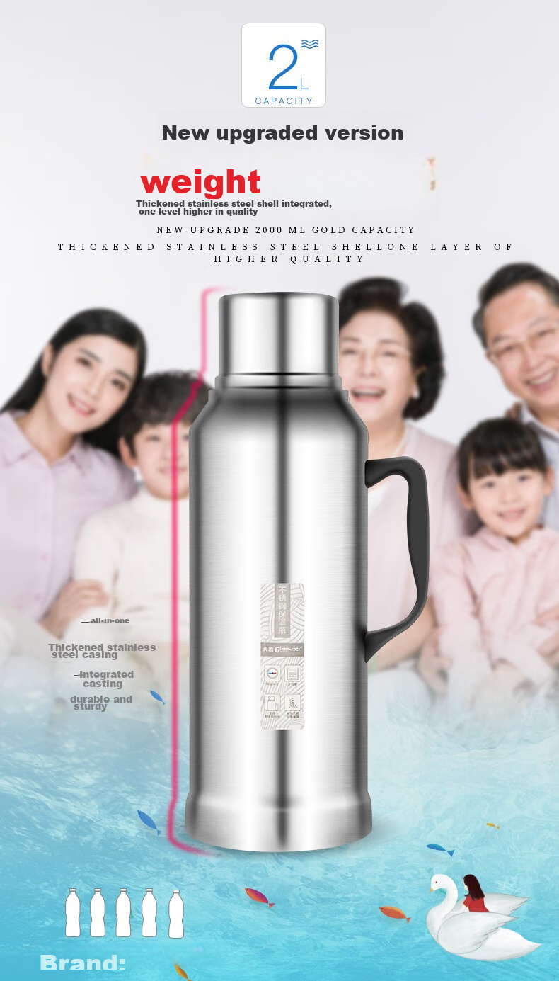 Jieanxi Insulated Bottle, Household Hot Water Thermos, Large Capacity Warm Pot, Stainless Steel Thermos Flask, Water Bottle, 3.2L, Student Gift 3