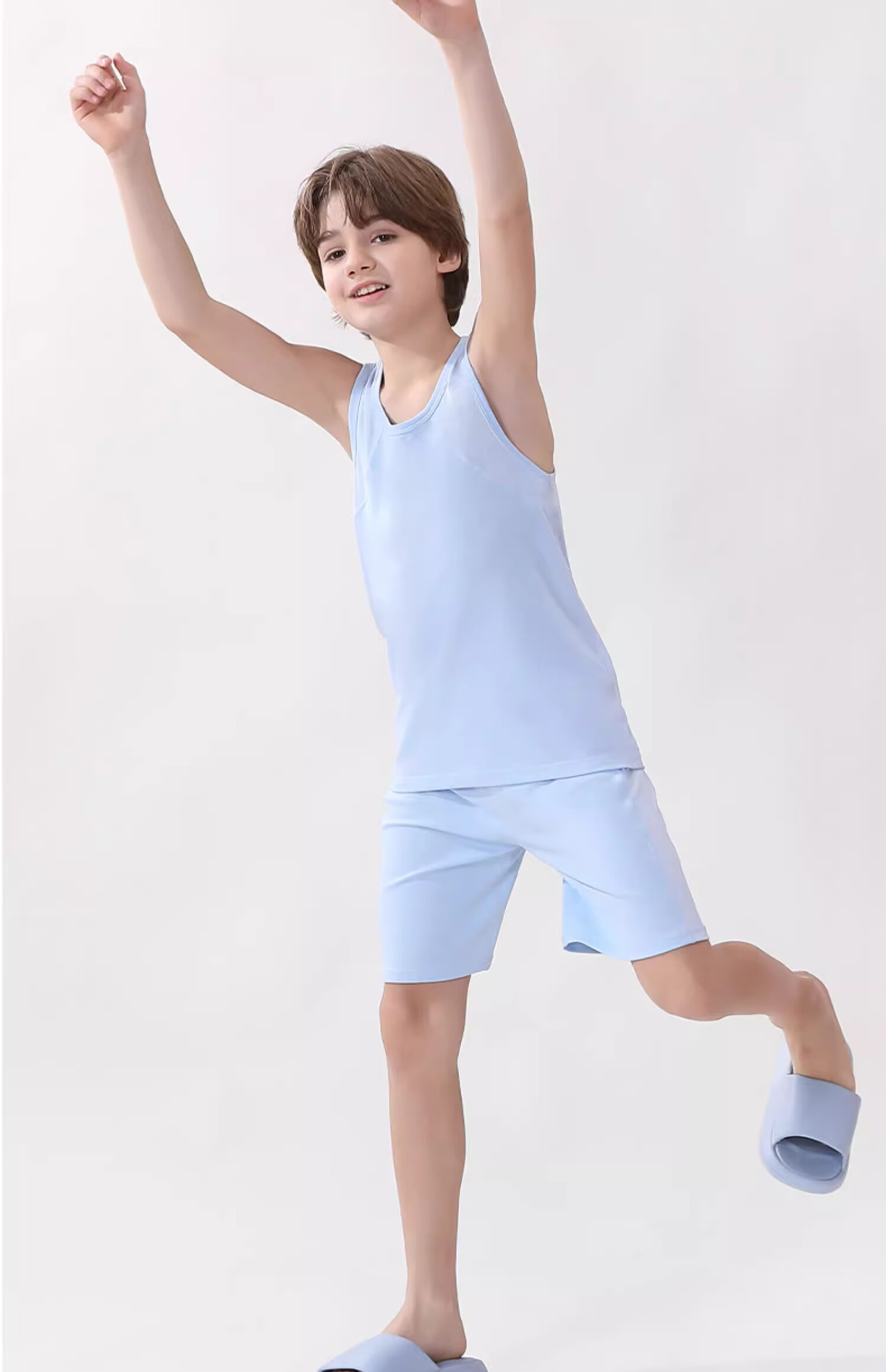 Hzasz Children's Vest, Modal Breathable Thin Sleeveless Sports Undershirt, Boys' Top HU123201, Gray, Size 150 7