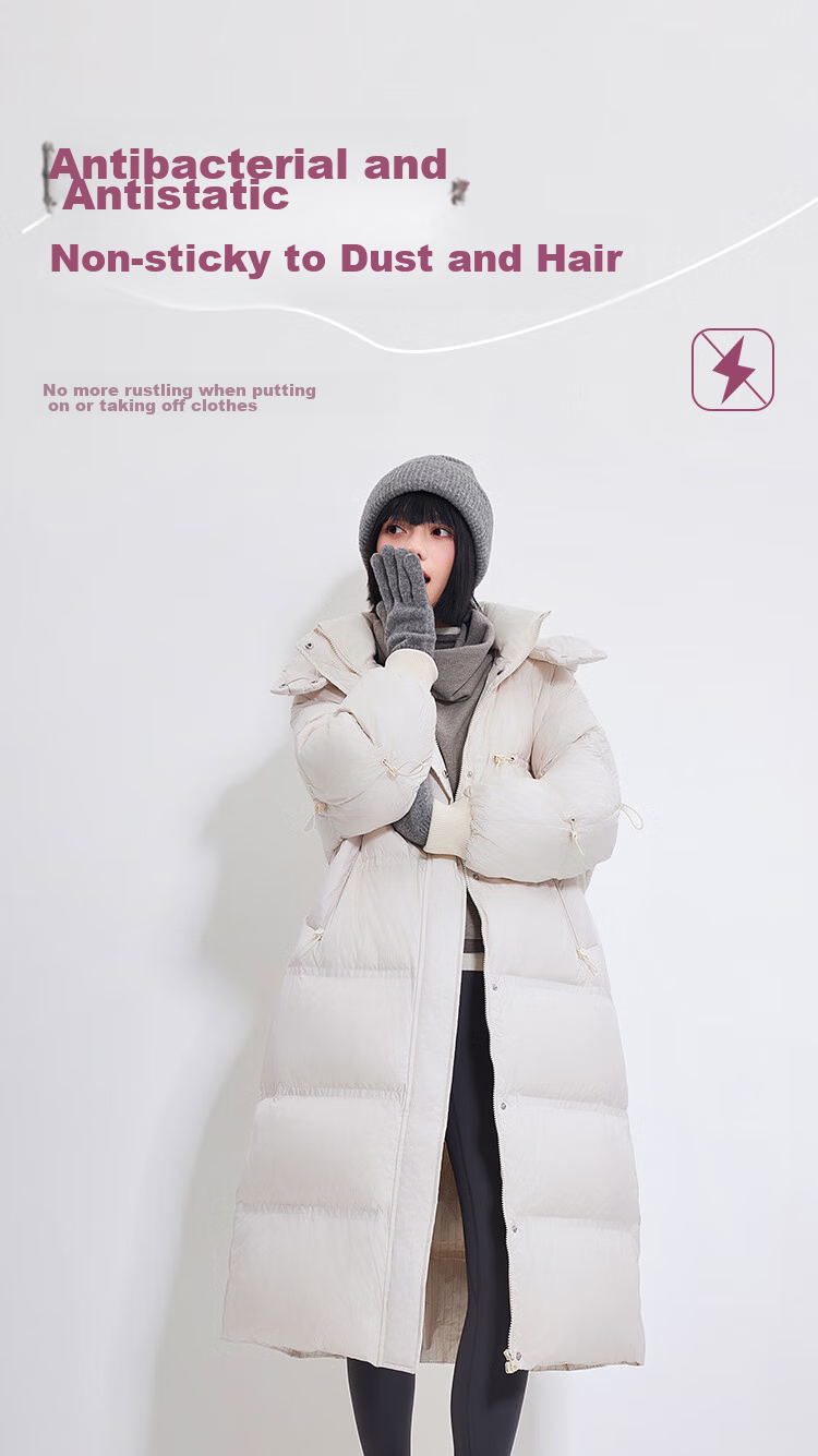 JD Original down Jacket, Spring And Autumn Casual Women's Style, 90% Down, Mid-Length, Comfortable, Versatile, Windproof, Warm Coat, Black, Size L 8