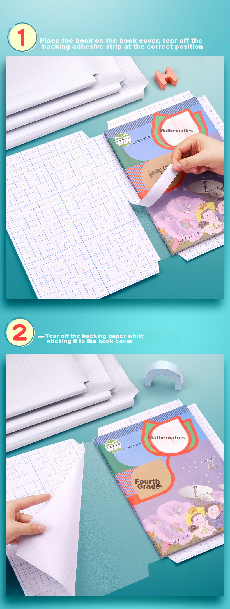 Jianfan 30 Pieces Multi-Size Book Covers, Self-Adhesive Transparent Frosted Book Jackets, School Medium-Sized Protective Covers, Thickened Stickers for Textbooks, Universal Waterproof Book Covers for Primary School Students 9