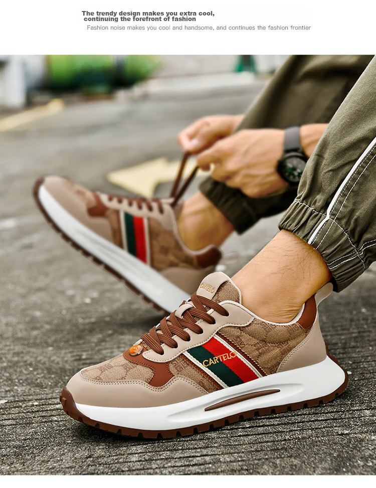 CARTELO Men's Shoes, Casual Sports, Autumn And Winter Outdoor Hiking, Travel Commuting, Jogging, Soft Sole, Wear-Resistant, Retro Versatile, New Style 36