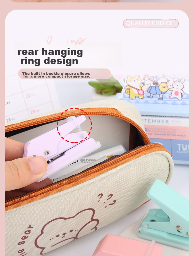 Touch Fish, Hole Puncher, Macaron Mini Single-Hole Circular Ring Dry Cute Student Stationery Office Loose-Leaf Puncher, Pink 7