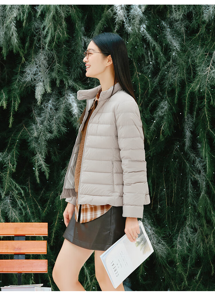 JD Jingzao Women's Lightweight Down Jacket Fashion Versatile Winter 2025 Thick Warm Coat Soft Mist Gray XL 29