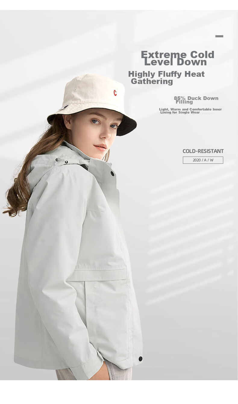 CAMEL Outdoor down Jacket for Men And Women, Three-In Detachable Ski Suit, Outdoor Travel Coat A9W21a8127 3