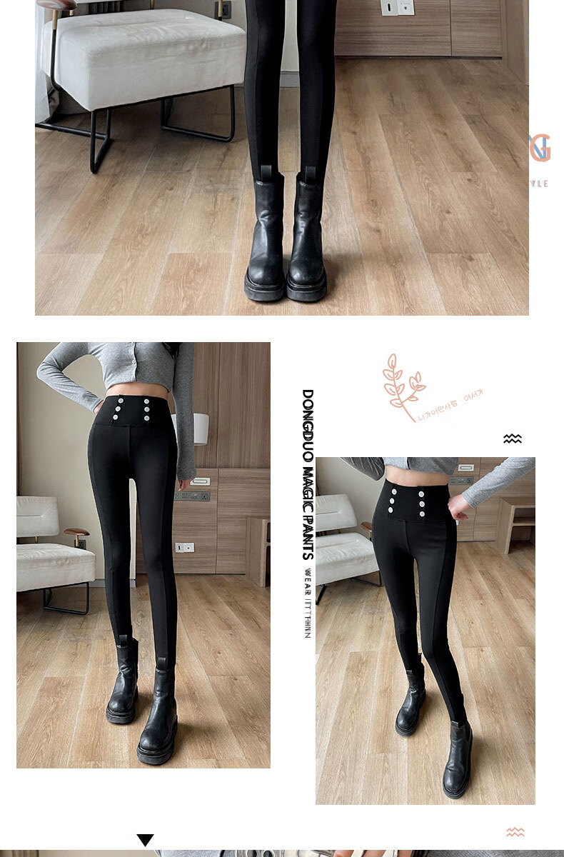 Langsha Women's Spring Thin Leggings, Hip-Lifting, Tummy Control, High-Waist Slim Fit Black Pencil Pants 17