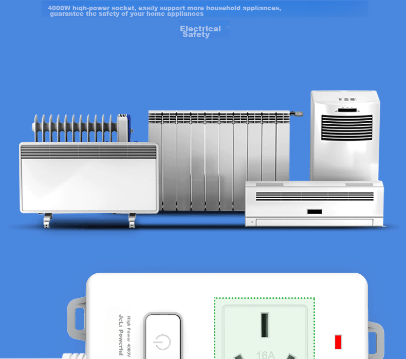 Deli 16A High-Power Socket, 4kW Air Conditioner Socket/power Strip/extension Cord/power Bar/terminal Block, 2 Outlets, Master Switch, 1.8 Meters (With 16A Converter), LX223S 5