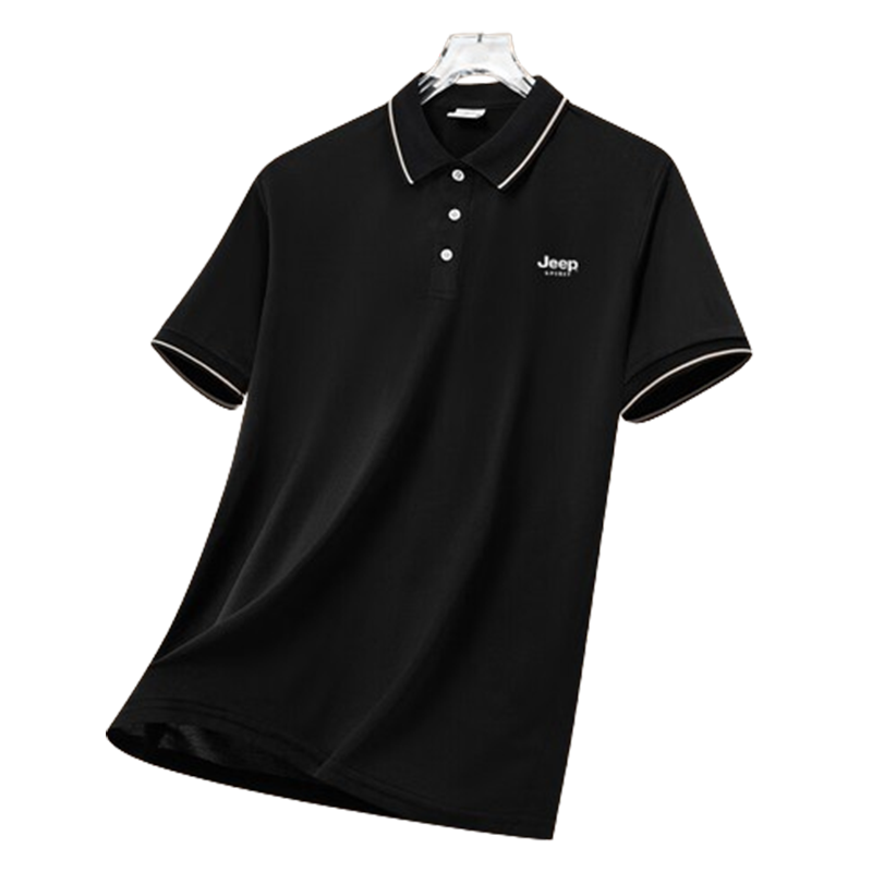 JEEP SPIRIT Men's Short-Sleeve T-Shirt And Shorts Set, Summer Quick-Dry Cool-Feel Outdoor Outfit, Black, 2XL
