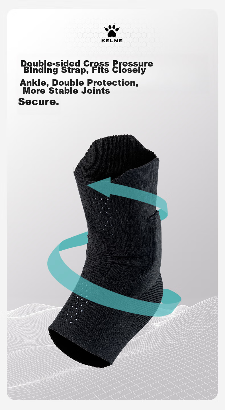 KELME Basketball Ankle Support Sleeve for Men, Football Anti-Sprain Fixation Brace, Black, L (1 Piece) 6