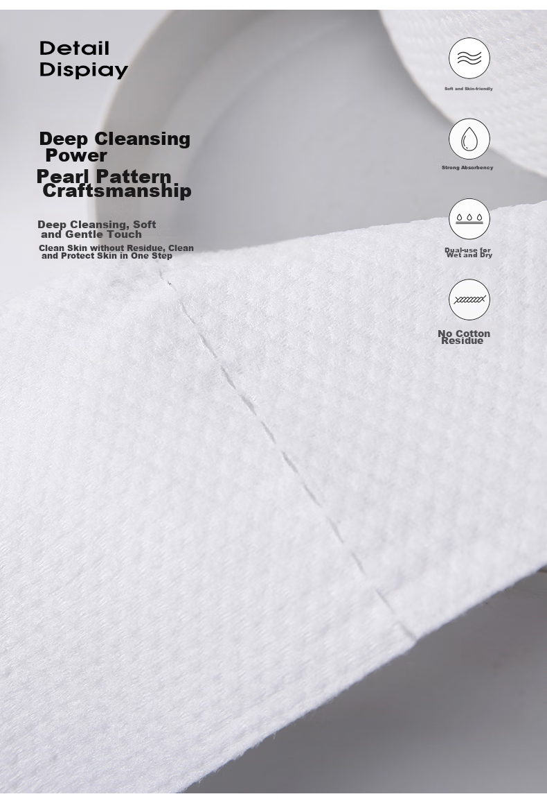 KING SHORE Facial Cleansing Wipes, Disposable Towels, Pearl Texture Face Wipes, 3 Rolls, 50 Sheets/Roll, 20*20cm 4