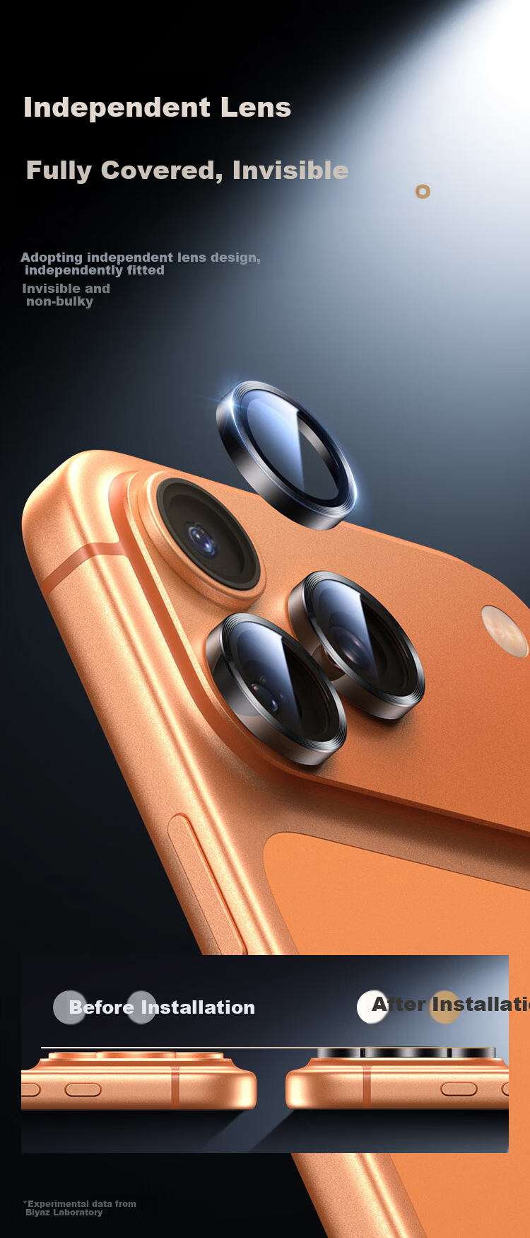 BIAZE [AR Ultra-Clear Enhanced Alloy Eagle Eye] Lens Protector for Apple IPhone 17 Pro Max Camera, IPhone 17 Pro Rear Camera Protective Film, Tempered Glass Film, Silver Color 5