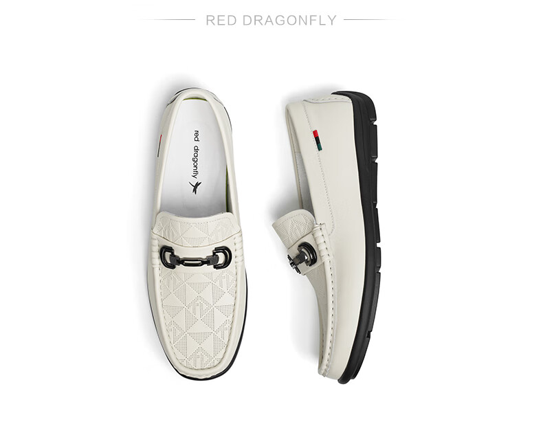 RED DRAGONFLY Genuine Leather Loafers for Men, New High-End Casual Leather Shoes, Soft Sole Slip-On Business Shoes WHA15520 Black Size 40 5