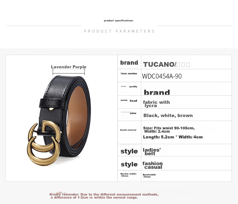 TUCANO Women's Leather Belt, Versatile Korean Style Student Retro Alloy Smooth Buckle Waistband, Birthday And 520 Gift 13