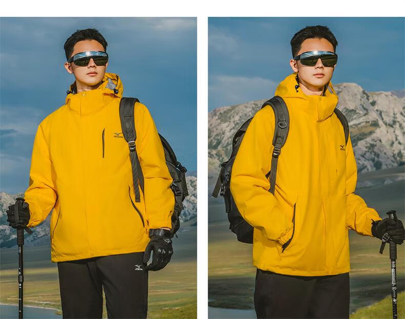 MIZUNO Outdoor Jacket Unisex Hiking Windproof 3-in-1 Two-Piece Set 11