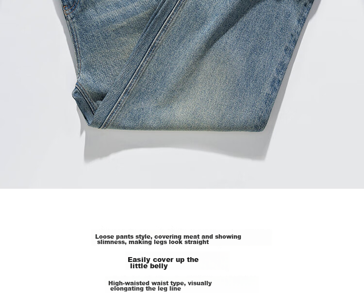 RAIN.CUN Light Gray Wide-Leg Pants for Petite Women, 2024 Autumn And Winter High-Waist Loose Casual Straight Jeans 4