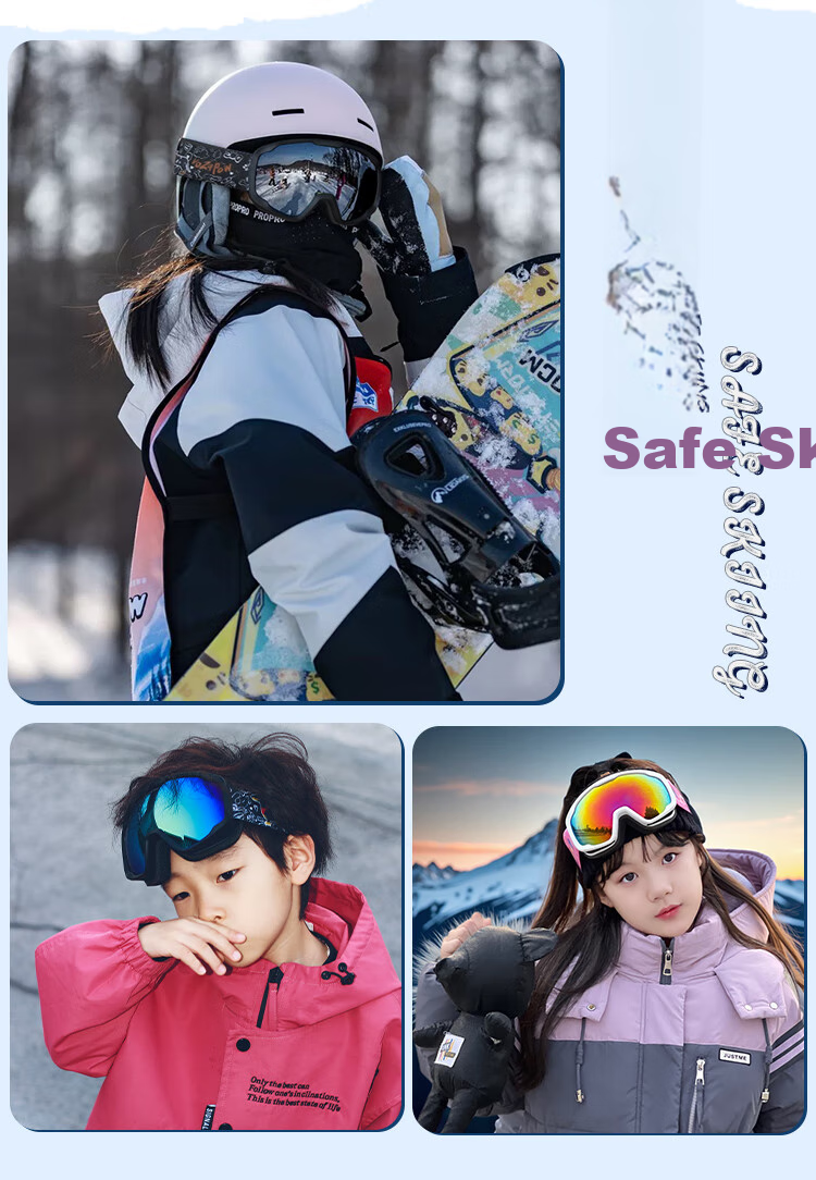 VOZAPOW Children's Ski Goggles, Double-Layer Anti-Fog, Snow Blind Spherical Lens, Windproof And Cold-Resistant Protective Eyewear for Men And Women in Snow 1