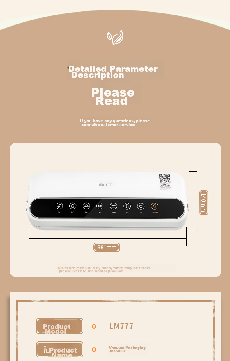 Deli Small Vacuum Sealer Machine for Home And Commercial Use, Automatic Food Sealing Machine, Dual-Purpose Dry And Wet Vacuum Sealer for Sausages, Cured Meat, Fresh Food Preservation And Packaging 29