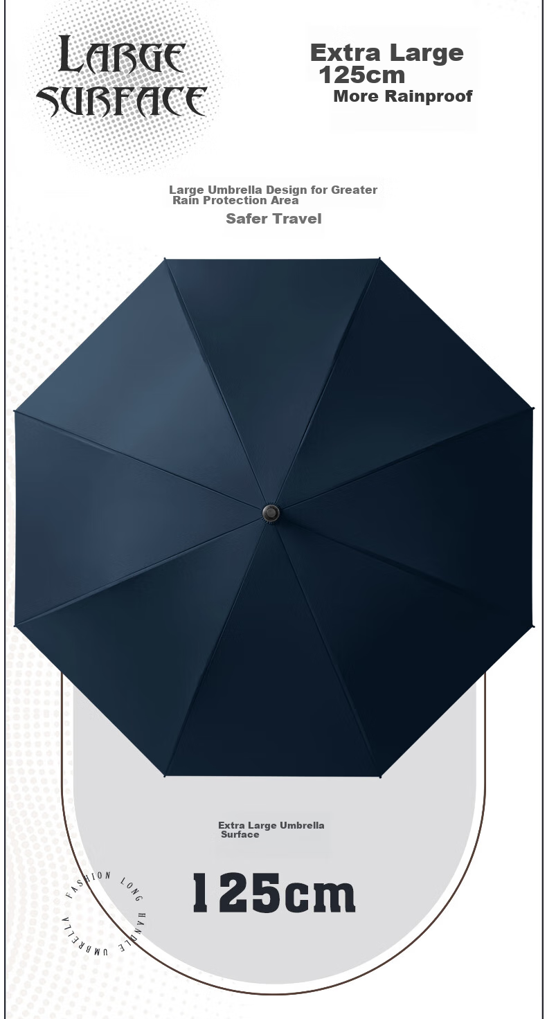 MAYDU Extra Large Umbrella, Long Handle Straight Pole Umbrella, 8 Ribs Manual Long Handle Umbrella for Men, Sun And Rain Protection, Wind-Resistant 8