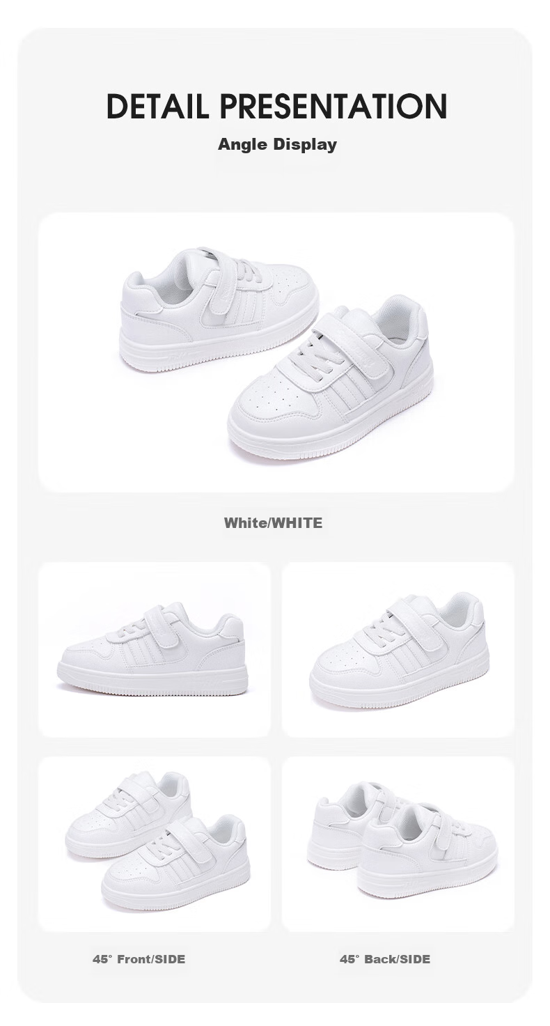 Follow Me Boys And Girls Sports White Sneakers Children's School Campus Shoes Spring Autumn Fashion Breathable Performance Casual Shoes Xueyuanbai 37 10
