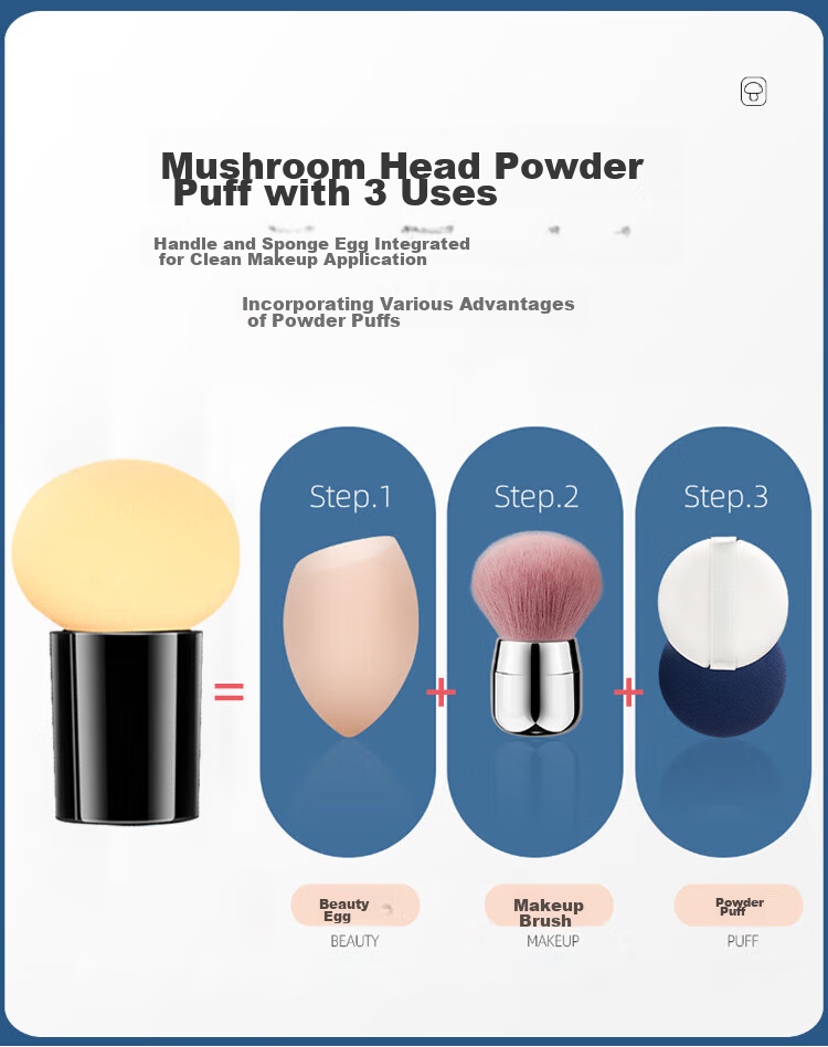Jianyingshu Mushroom Head Powder Puff Set of 3, Makeup Sponge for Foundation And Blush, Dual-Use Wet And Dry Cosmetic Sponge, Non-Absorbing Powder Beauty Blender 2