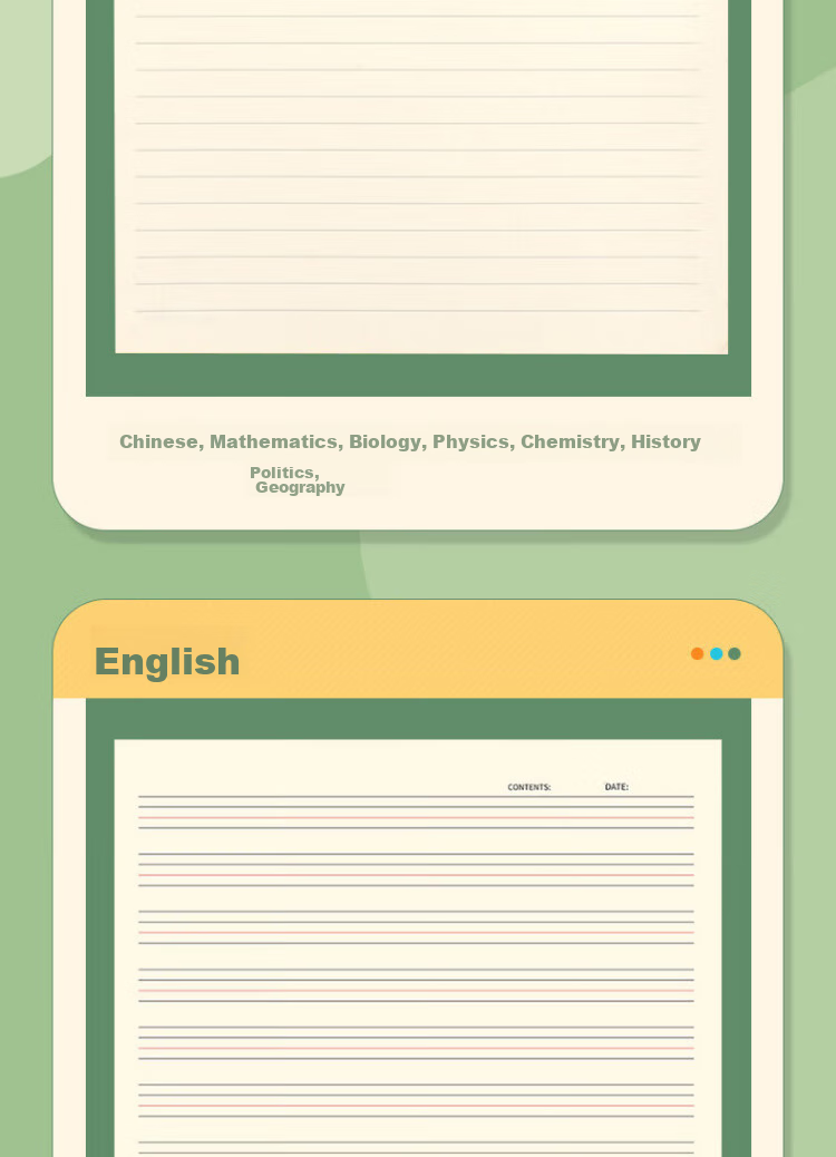 Kelangxinsheng [Back to School Essential] 16k Leather Subject Classification Notebook for Middle And High School Students B5 Subject Notebook for Notes And Homework Set Mathematics [Set of 3] 7
