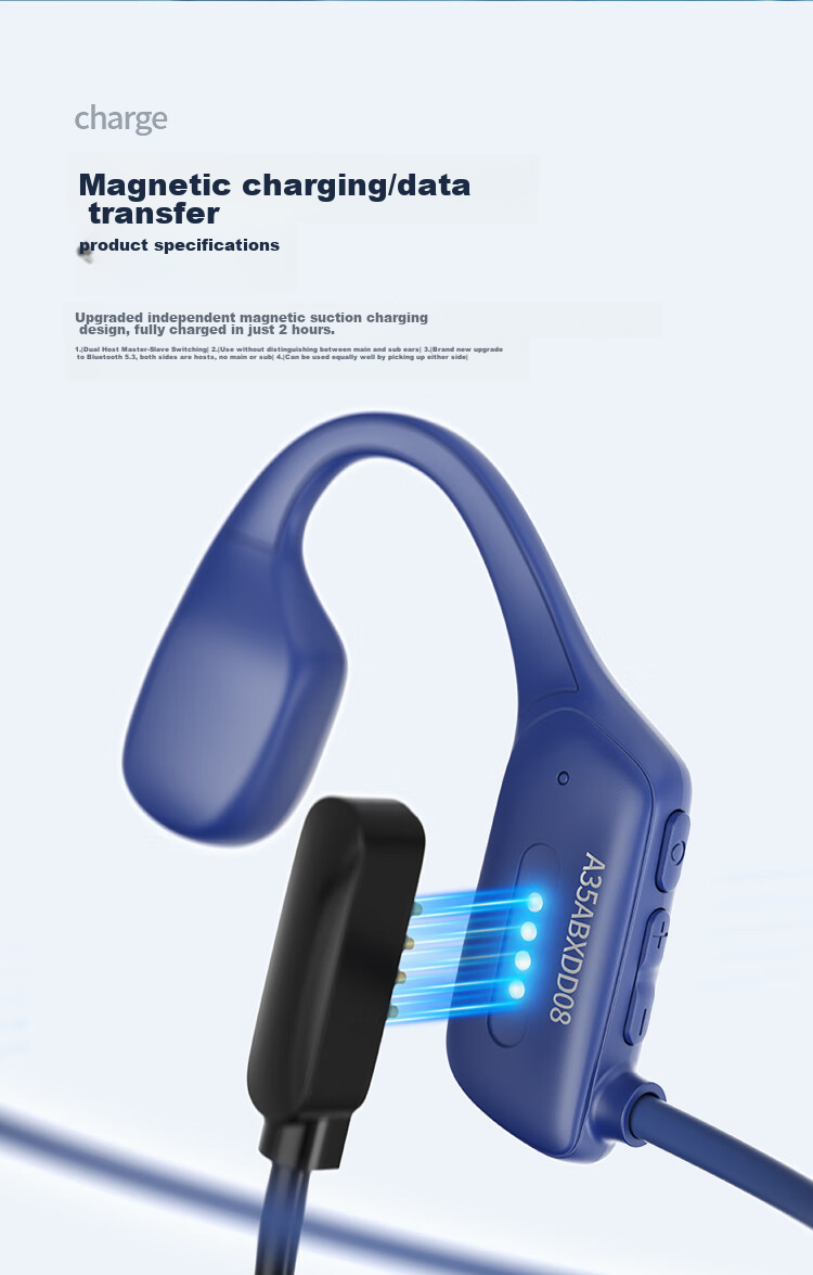 ENKOR EB100 Bone Conduction Headphones Bluetooth Wireless Earphones for Running, Cycling, Swimming IPX8 Waterproof 64GB Memory MP3 Compatible with Apple, Huawei, Xiaomi Phones 12