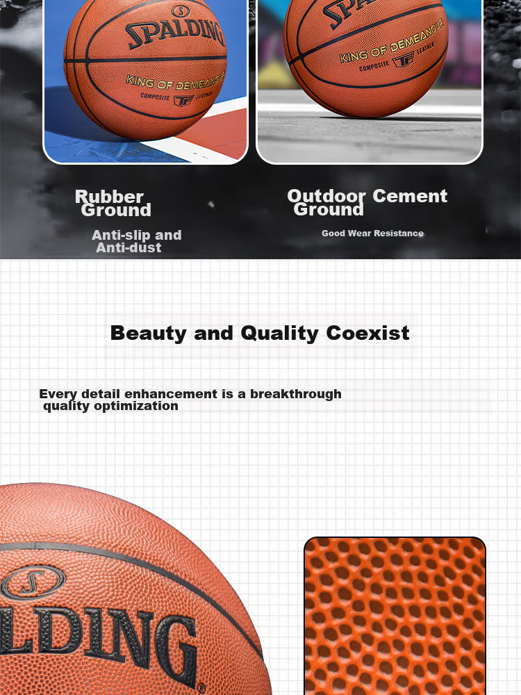 SPALDING Basketball TF Series Size 5 PU Children's Youth Competition Indoor And Outdoor Dual-Use Wear-Resistant Ball 77-176Y5 16