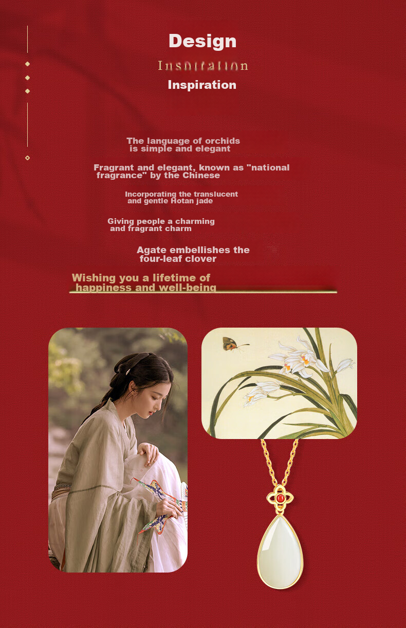 Zhenshangyin Chinese Gold Hetian Jade Silver Necklace with Jade Pendant, Women's Birthday Gift for Girlfriend, Wife, Or Mother, S925 2
