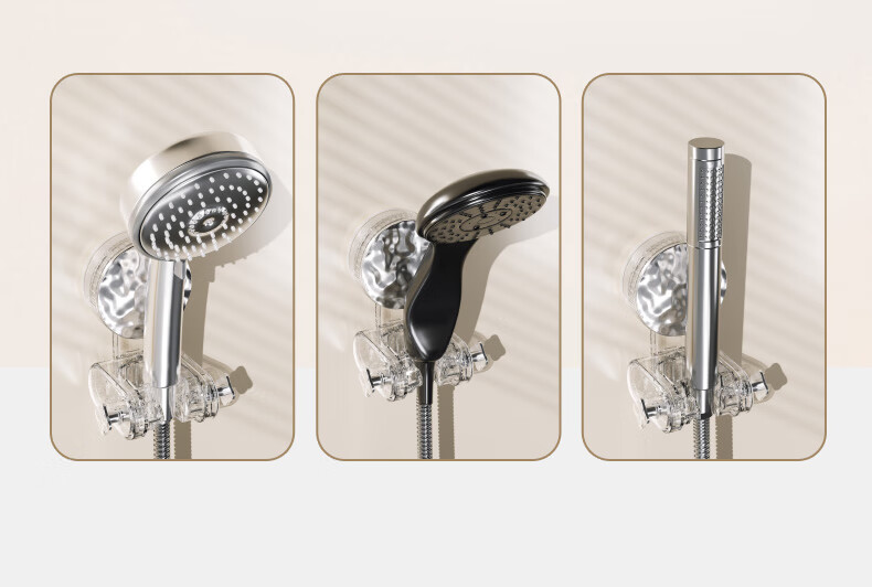 JEKO&JEKO Shower Head Holder, Suction Cup Adjustable, ABS Material, No Drilling Required, Wall-Friendly, Movable, Adhesive-Free, Shower Head Bracket 6