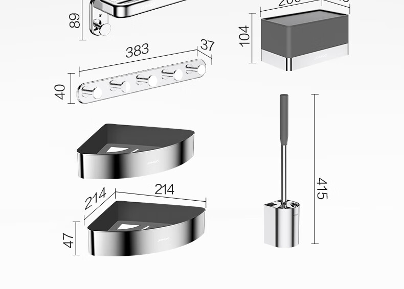JOMOO Bathroom Storage Rack, Towel Holder, Thickened Foldable Bathroom Organizer, Bright Silver Stainless Steel, 936024 24