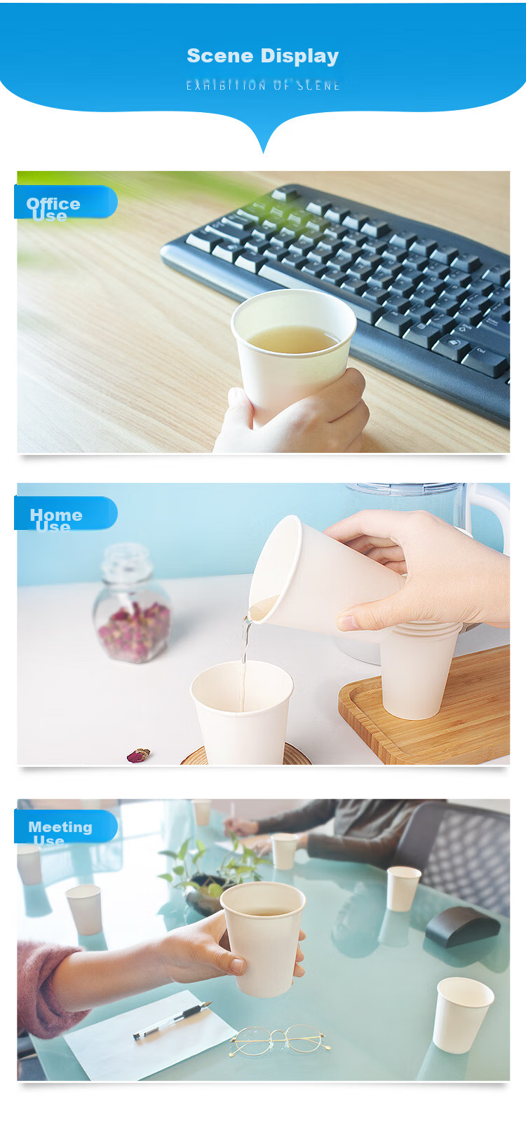 YOUAO Disposable Paper Cups, 1000 Pieces, 200ml Thick Eco-Friendly Cups in Box (10 Packs), Commercial Office Wholesale 8