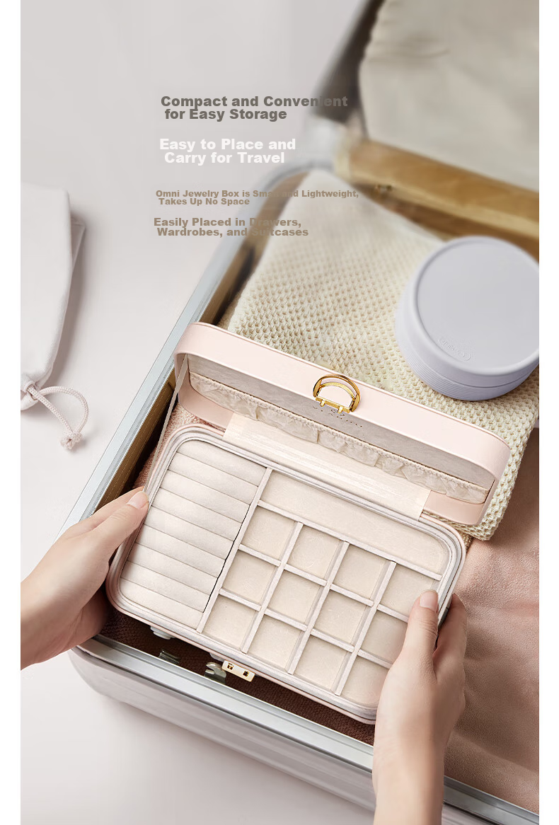 VLANDO Portable Double-Layer Lockable Jewelry Box, Travel Anti-Oxidation Earring Necklace Storage Box, High-End Luxury Mid-Autumn Festival Gift 6