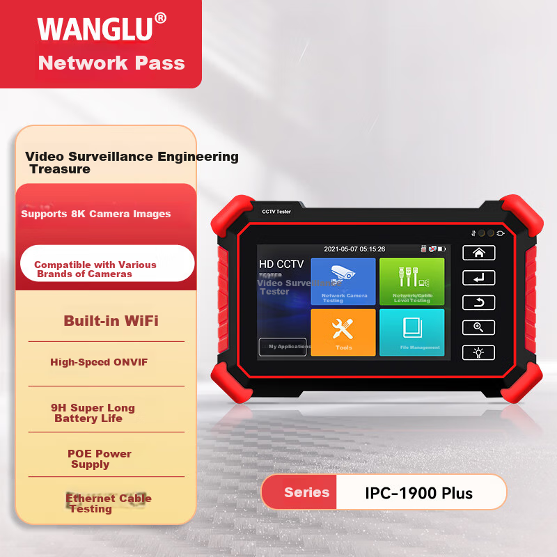 Wanglutong Engineering Treasure, 4-Inch 8K Video Surveillance Multifunctional Tester, Digital Network Video Comprehensive Tester, POE Powered Engineering Equipment, IPC-1900plus