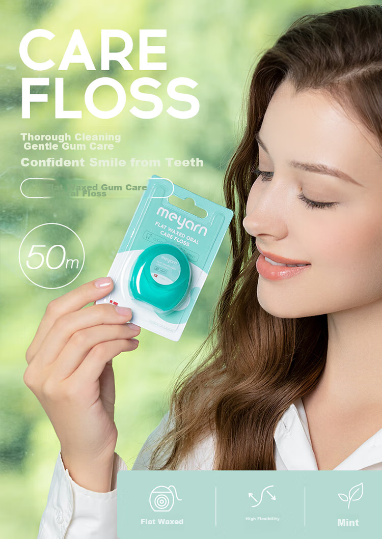 Meyarn Micro-Wax Dental Floss Roll 50m, Orthodontic Floss Roll, Ultra-Thin Portable Flat Dental Picks, Cleans Between Teeth, Gentle on Gums, Portable 1