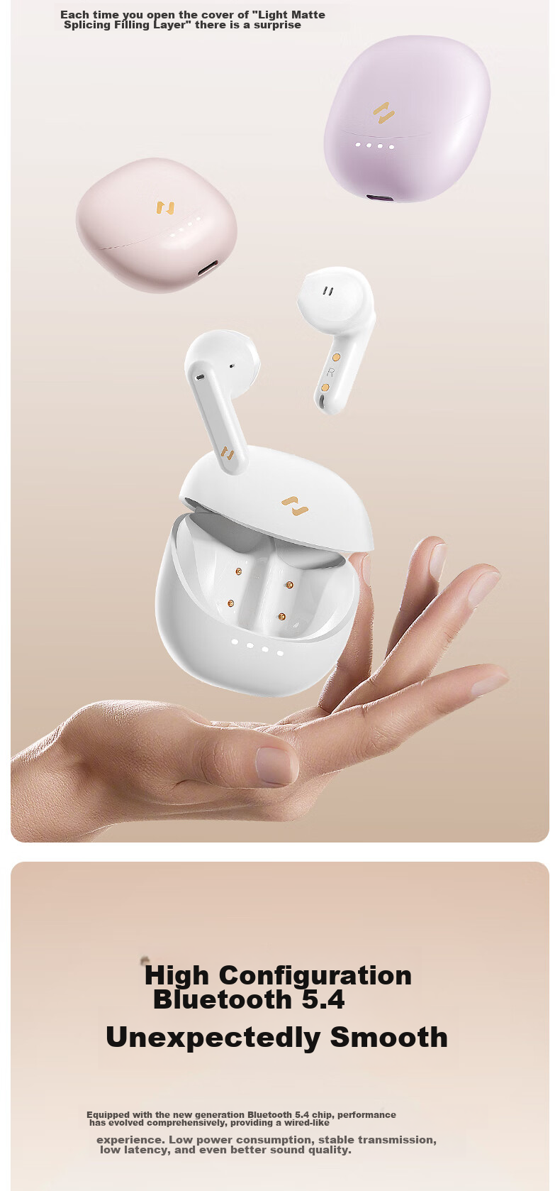 Havit [5,000+ Positive Reviews] True Wireless Bluetooth Earbuds Semi In-Ear Sports Noise-Cancelling Deep Bass Music Gaming Low Latency Compatible with Huawei Apple Phones E9 Pink 6