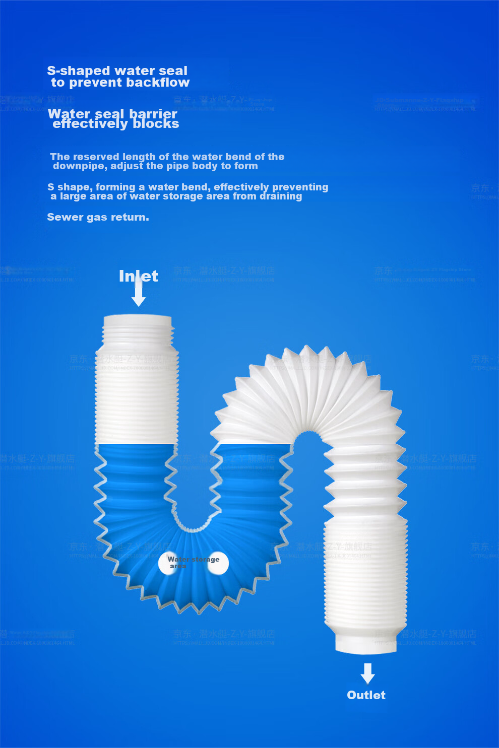Submarine SQ-22 Sink Flap Drain, Washbasin Drain Pipe, Drainage Kit with Anti-Odor Plug, Odor Prevention, And Overflow Hole 11