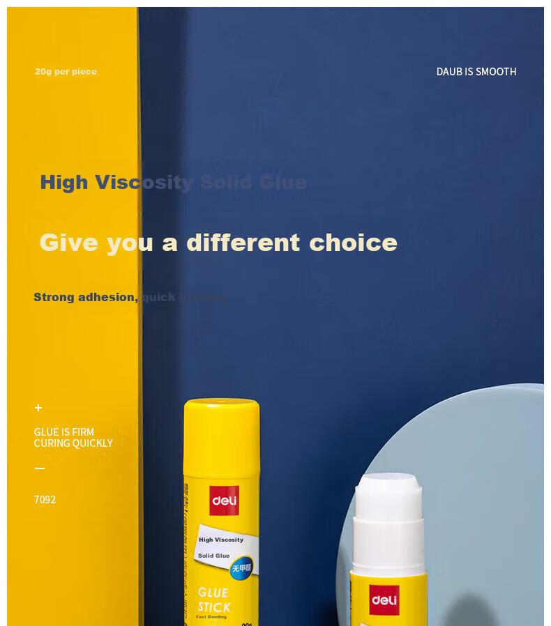 Deli 20g High-Adhesion PVP Solid Glue Stick, Formaldehyde-Free Quick-Drying Durable Adhesive, Strong Bonding, Student Back-To Stationery 12-Pack, Office Supplies, P07092 2