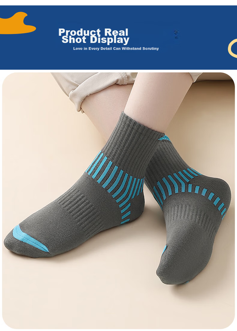 LangSha Children's Socks for Boys, All-Season Cotton Socks, Baby Mid-Calf Socks, Comfortable Breathable Socks for Older Children And Students, Sports Socks, 5 Pairs Per Pack 12