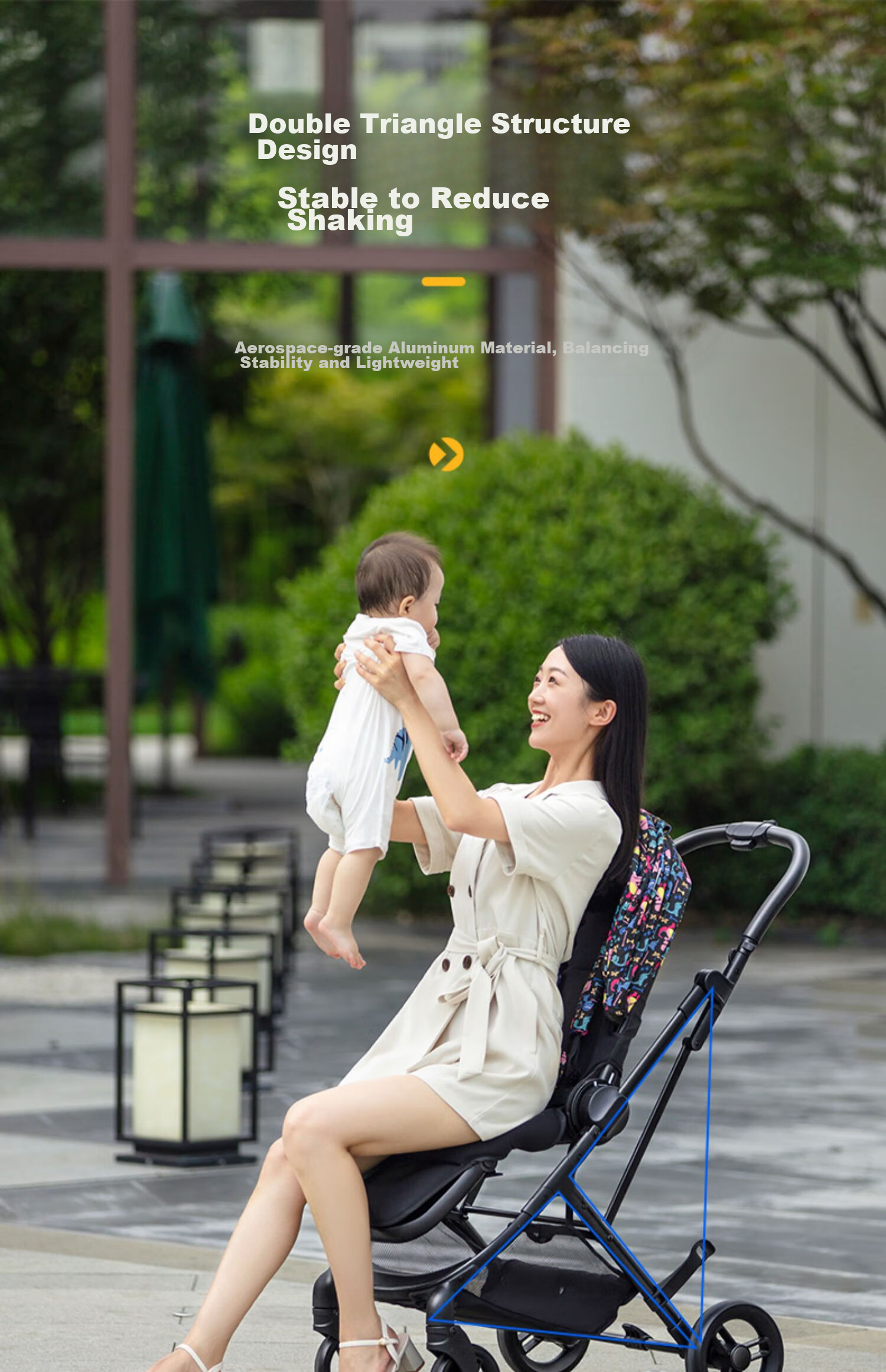 Elittile Stroller for Infants 0-3 Years Old, Foldable, Reclining, Reversible, High Landscape View, Perfect for Taking Babies Out, Dream5 Model 16