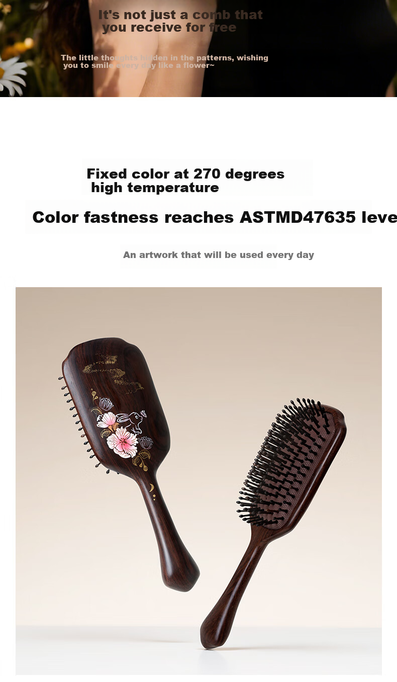Langfeng Natural Ebony Wood Air Cushion Comb Massage Scalp Volumizing Gift for Women, Friends, Wife, Practical High-End Mid-Autumn Festival Gift for Parents And Elders, Customer Practical Premium Present 11