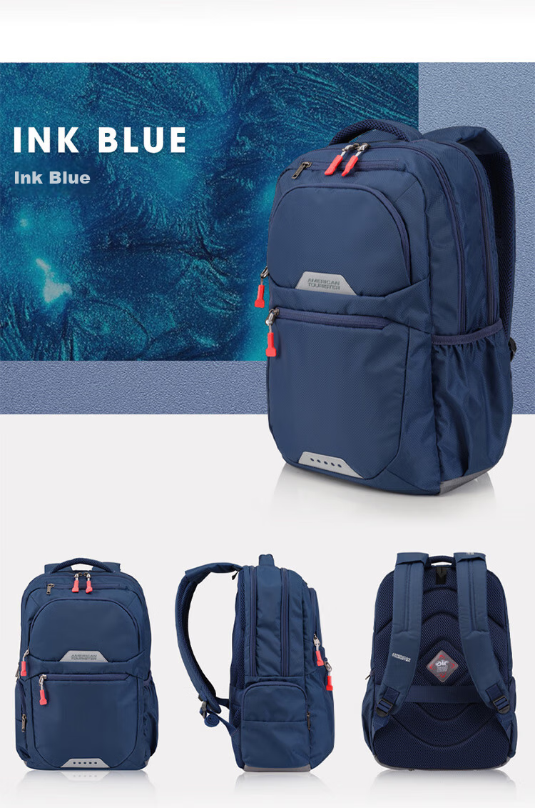 American Tourister Backpack Travel Bag Sports Bag Large Capacity Commuter Laptop Bag Upgraded Version Celebrity Edition QI5 Dark Blue 16