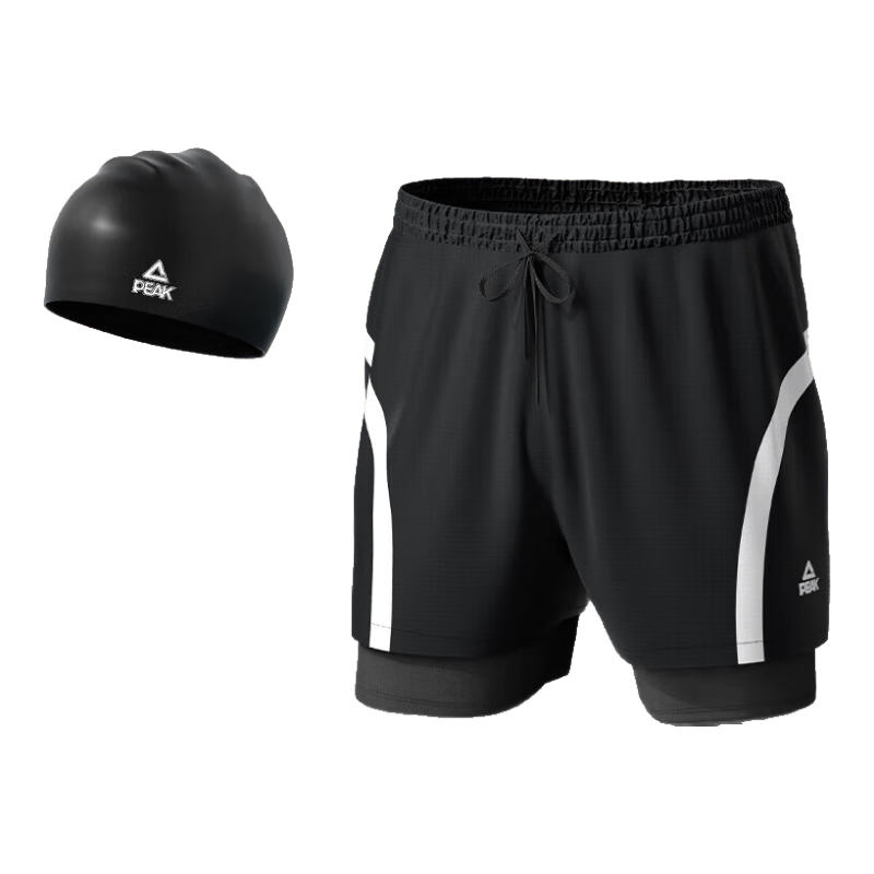 PEAK Swimming Trunks for Men, Anti-Fog Large Frame Swimming Goggles, Swim Cap, Earplugs, Travel Hot Spring Swimwear Set, Swimming Equipment M