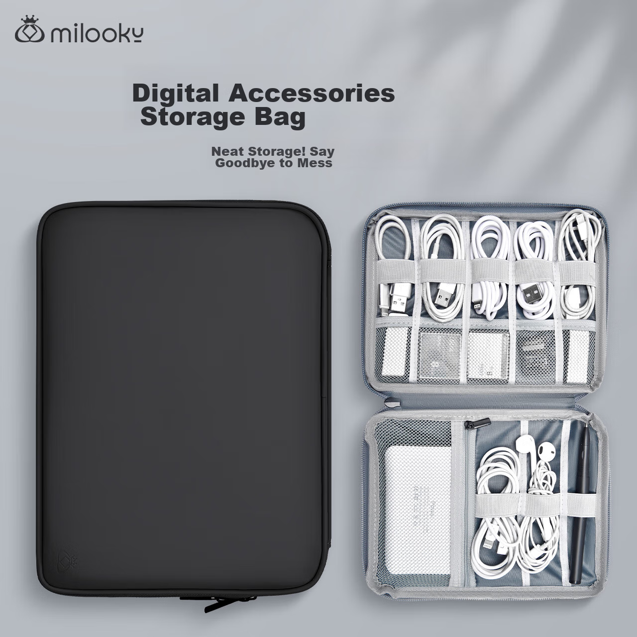 DiyiGongfang Multifunctional Digital Accessory Storage Bag for Charging Cables, Power Banks, Portable Hard Drives, Headphones, USB Drives, USB Flash Drives, Power Adapters, Data Cables, Charging Cables, Portable Protective Case, Travel Organizer Bag