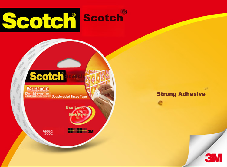 3M Scotch Double-Sided Cotton Paper Tape (Extra Strong), for Hanging Spring Festival Couplets, 300C-24mm, 24mm*9.5m, Office Supplies 1
