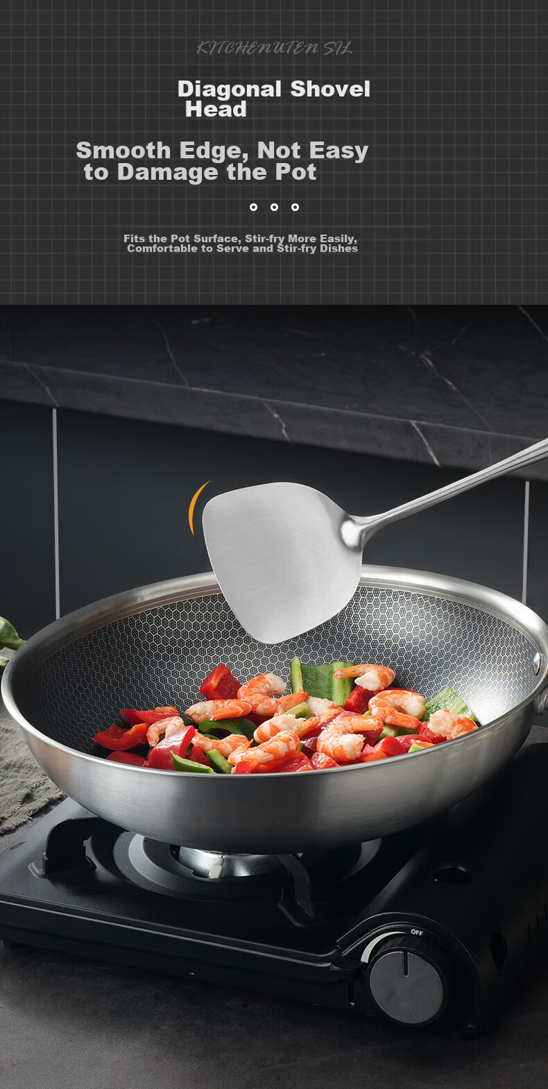 Bayco Stainless Steel Mushroom-Shaped Spatula, Cooking Spatula, Kitchen Heat-Resistant, Extended Handle for Home Use, BC10671 5