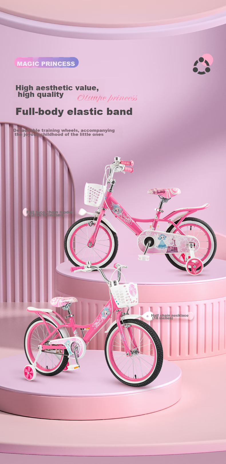 TOPRIGHT Sold by JD, Honeybird Aluminum Alloy Children's Bicycle for Girls Aged 3-8, Baby Pedal Bike, 16-Inch Pink 3