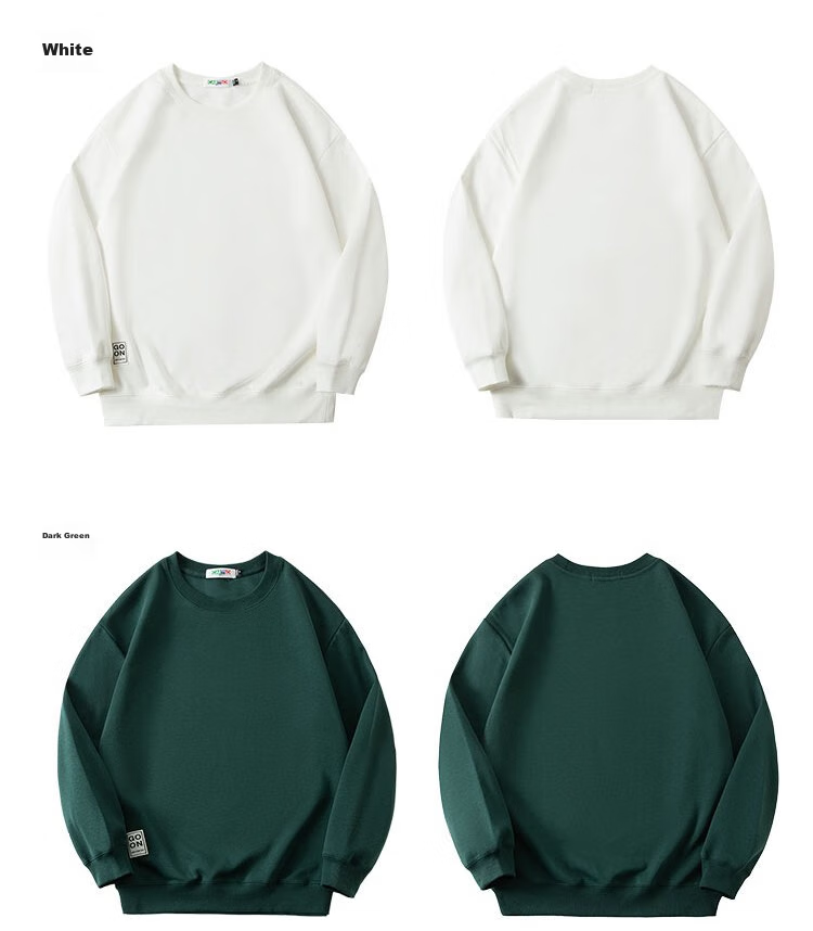 LIMENG Japanese Style Loose Fit Men's Sweatshirt Spring Autumn Crew Neck Pullover Long Sleeve Trendy Jacket Light Gray M 6