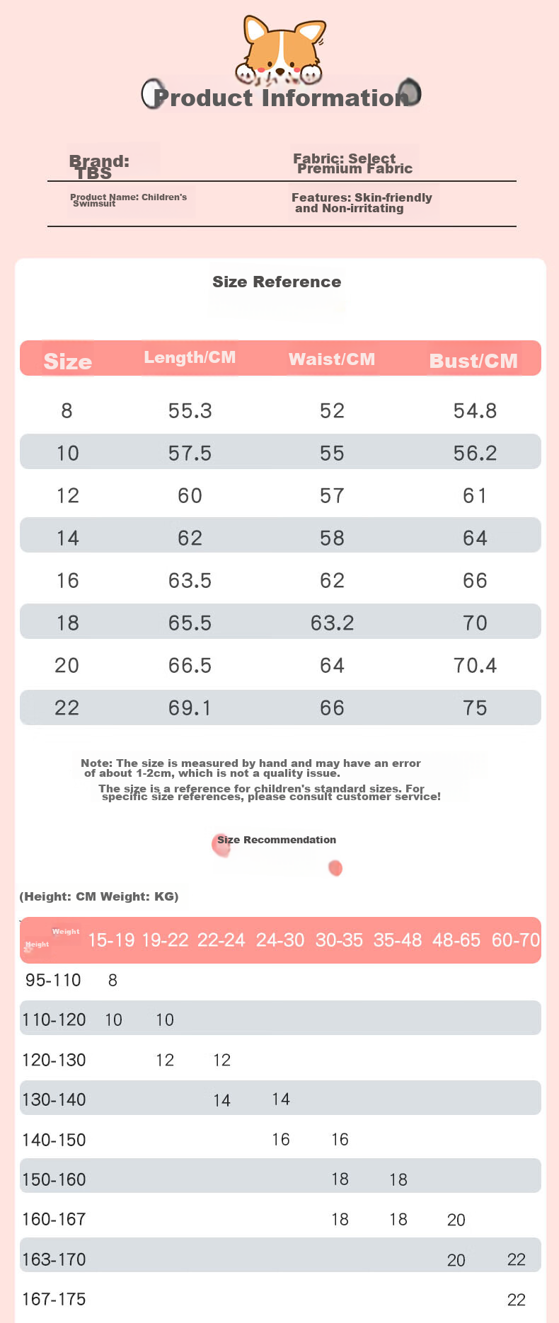 XTEP Children's Swimsuit, One-Piece Dress Skirt Swimming Suit for Girls, Suitable for Big, Medium And Small Children, Baby Hot Spring Swimwear, Pink, Size 130 6