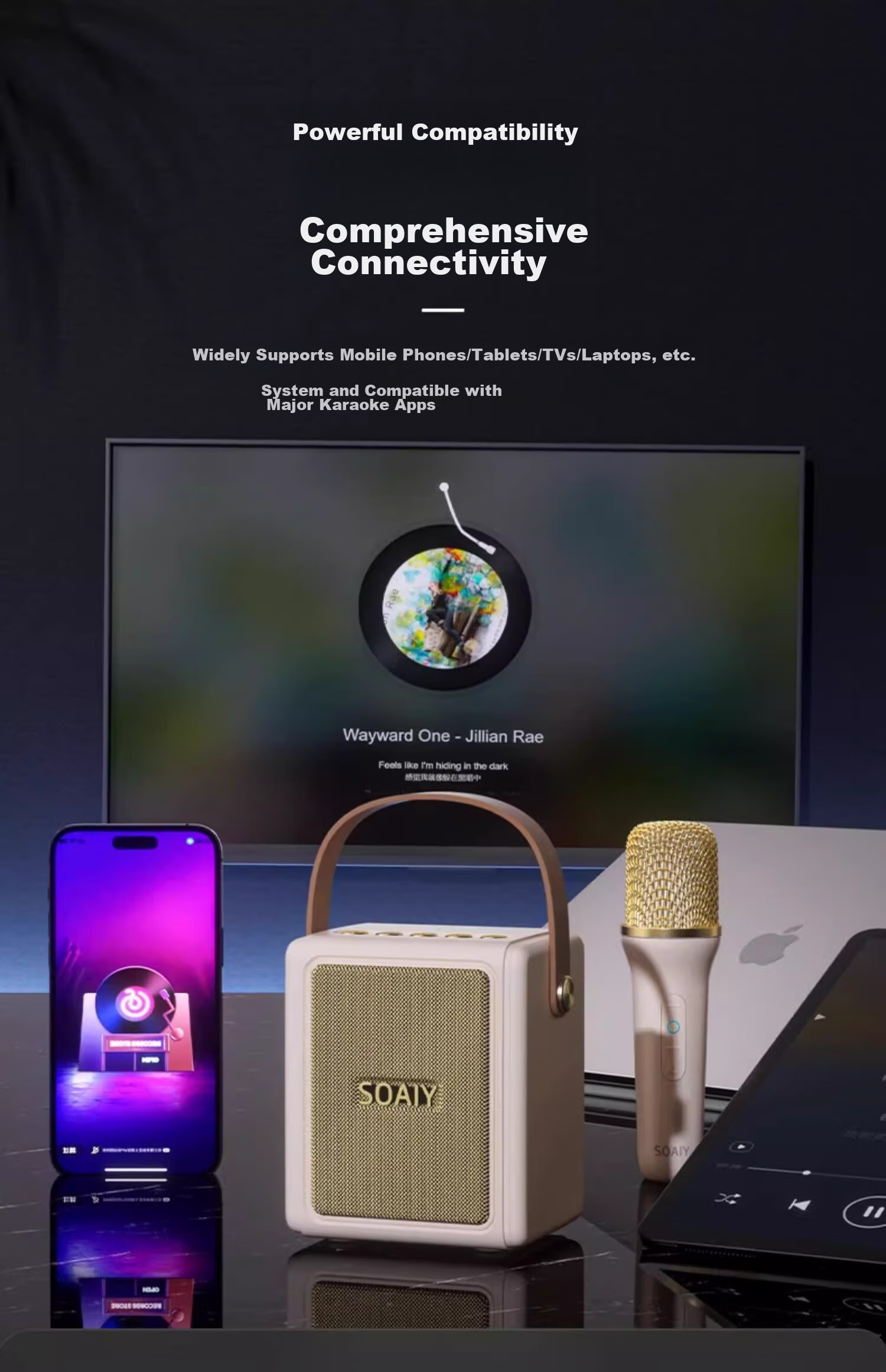 Soaiy SK22 Microphone, Karaoke Microphone, All-In Wireless Bluetooth Speaker, Singing Specialized Device, Home KTV Sound System Set, Children's Microphone for Home Use 22