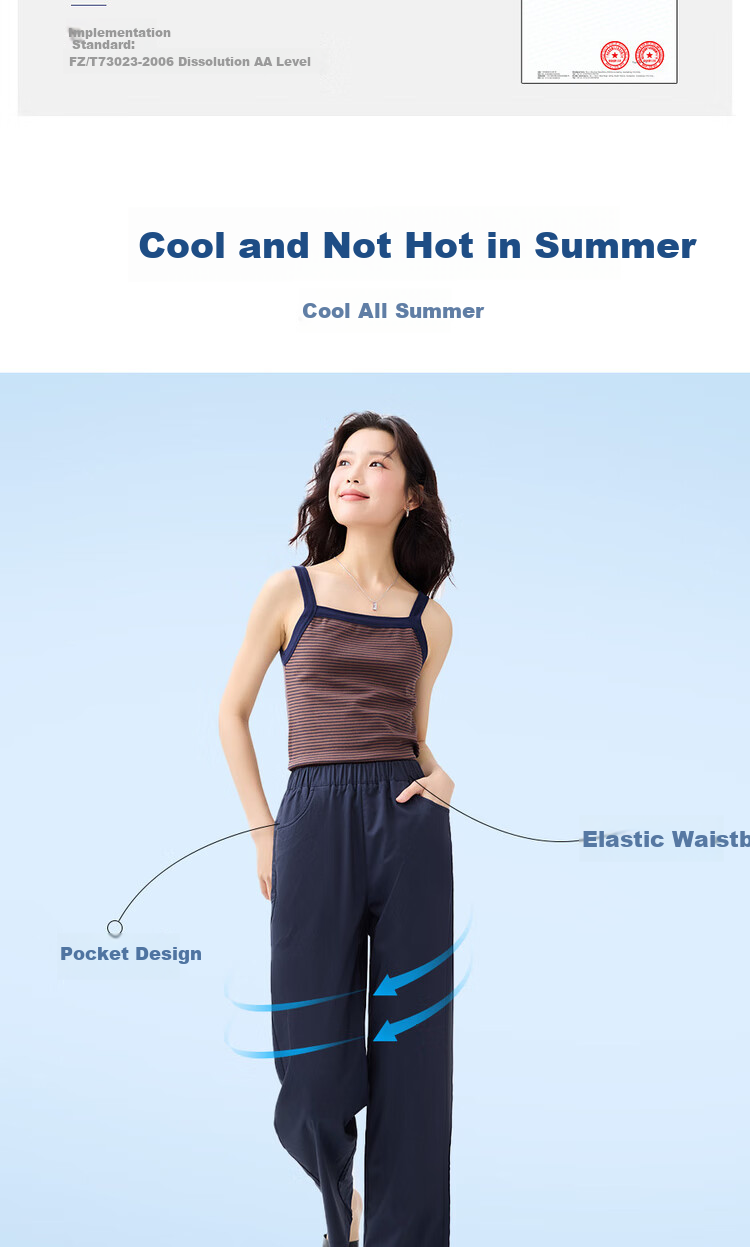 Giordano Outdoor Women's Summer Wear, High-Tech Cooling Antibacterial Elastic Waist Straight-Leg Cropped Pants 05425063 7