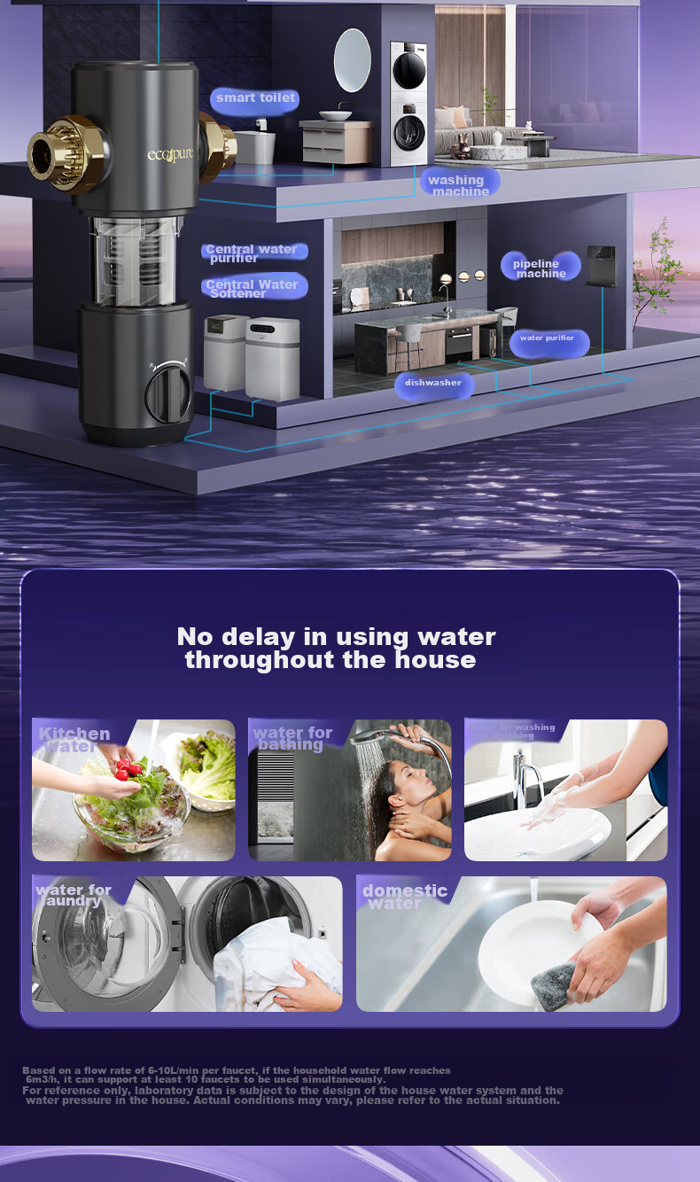 Yikepiao Pre-Filter Water Purifier for Home Use, Whole House Kitchen Under-Sink Pipeline Filtration, High Flow Rate, No Filter Replacement Needed, Lead-Free Dual Turbine Backwash, Explosion-Proof, Freeze-Resistant, Electric-Free Filter Bottle EPSF06-M 8